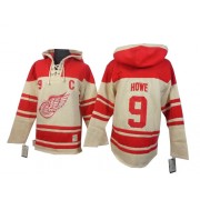 Men's Old Time Hockey Detroit Red Wings 9 Gordie Howe Cream Sawyer Hooded Sweatshirt Jersey - Premier Men's Old Time Hockey Detroit Red Wings 9 Gordie Howe Cream Sawyer Hooded Sweatshirt Jersey - Premier