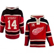 Men's Old Time Hockey Detroit Red Wings 14 Gustav Nyquist Red Sawyer Hooded Sweatshirt Jersey - Premier