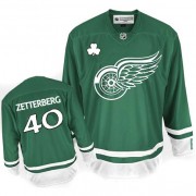 Men's Reebok Detroit Red Wings 40 Henrik Zetterberg Green St Patty's Day Jersey - Authentic