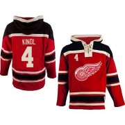 Men's Old Time Hockey Detroit Red Wings 4 Jakub Kindl Red Sawyer Hooded Sweatshirt Jersey - Authentic