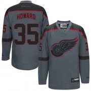 Men's Reebok Detroit Red Wings 35 Jimmy Howard Charcoal Cross Check Fashion Jersey - Authentic