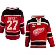 Men's Old Time Hockey Detroit Red Wings 27 Kyle Quincey Red Sawyer Hooded Sweatshirt Jersey - Authentic