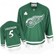 Men's Reebok Detroit Red Wings 5 Nicklas Lidstrom Green St Patty's Day Jersey - Authentic