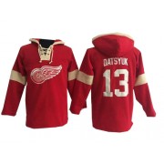 Men's Old Time Hockey Detroit Red Wings 13 Pavel Datsyuk Red Pullover Hoodie Jersey - Premier