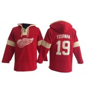 Men's Old Time Hockey Detroit Red Wings 19 Steve Yzerman Red Pullover Hoodie Jersey - Premier