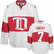 Men's Reebok Detroit Red Wings 7 Ted Lindsay White Third Winter Classic Jersey - Premier