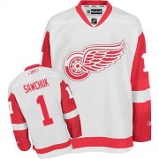 Men's Reebok Detroit Red Wings 1 Terry Sawchuk White Away Jersey - Authentic