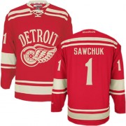 Men's Reebok Detroit Red Wings 1 Terry Sawchuk Red 2014 Winter Classic Jersey - Authentic