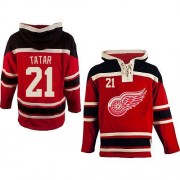Men's Old Time Hockey Detroit Red Wings 21 Tomas Tatar Red Sawyer Hooded Sweatshirt Jersey - Premier Men's Old Time Hockey Detroit Red Wings 21 Tomas Tatar Red Sawyer Hooded Sweatshirt Jersey - Premier
