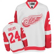 Men's Reebok Detroit Red Wings 24 Chris Chelios White Away Jersey - Authentic