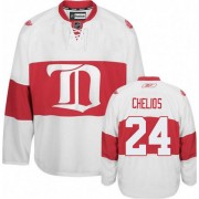 Men's Reebok Detroit Red Wings 24 Chris Chelios White Third Winter Classic Jersey - Authentic