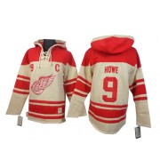 Men's Old Time Hockey Detroit Red Wings 9 Gordie Howe Cream Sawyer Hooded Sweatshirt Jersey - Premier