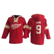 Men's Old Time Hockey Detroit Red Wings 9 Gordie Howe Red Pullover Hoodie Jersey - Premier