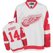 Men's Reebok Detroit Red Wings 14 Gustav Nyquist White Away Jersey - Authentic