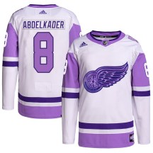 Youth Adidas Detroit Red Wings Justin Abdelkader White/Purple Hockey Fights Cancer Primegreen Jersey - Authentic