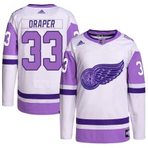 Youth Adidas Detroit Red Wings Kris Draper White/Purple Hockey Fights Cancer Primegreen Jersey - Authentic