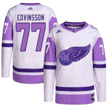 Youth Adidas Detroit Red Wings Simon Edvinsson White/Purple Hockey Fights Cancer Primegreen Jersey - Authentic Youth Adidas Detroit Red Wings Simon Edvinsson White/Purple Hockey Fights Cancer Primegreen Jersey - Authentic