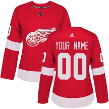 Women's Adidas Detroit Red Wings Custom Red Custom Home Jersey - Authentic