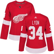 Women's Adidas Detroit Red Wings Alex Lyon Red Home Jersey - Authentic