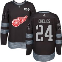 Men's Detroit Red Wings Chris Chelios Black 1917-2017 100th Anniversary Jersey - Authentic