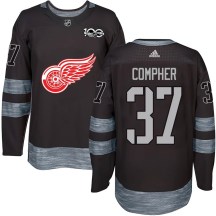 Men's Detroit Red Wings J.T. Compher Black 1917-2017 100th Anniversary Jersey - Authentic