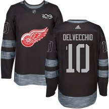 Men's Detroit Red Wings Alex Delvecchio Black 1917-2017 100th Anniversary Jersey - Authentic
