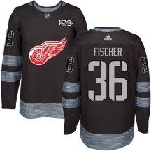 Men's Detroit Red Wings Christian Fischer Black 1917-2017 100th Anniversary Jersey - Authentic