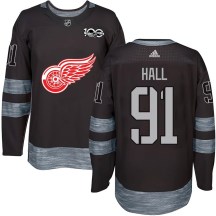Men's Detroit Red Wings Curtis Hall Black 1917-2017 100th Anniversary Jersey - Authentic