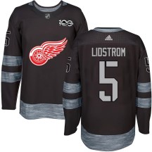 Men's Detroit Red Wings Nicklas Lidstrom Black 1917-2017 100th Anniversary Jersey - Authentic