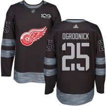 Men's Detroit Red Wings John Ogrodnick Black 1917-2017 100th Anniversary Jersey - Authentic