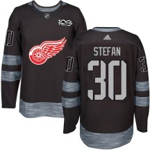 Youth Detroit Red Wings Greg Stefan Black 1917-2017 100th Anniversary Jersey - Authentic
