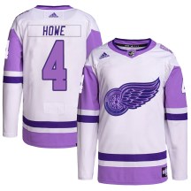 Men's Adidas Detroit Red Wings Mark Howe White/Purple Hockey Fights Cancer Primegreen Jersey - Authentic Men's Adidas Detroit Red Wings Mark Howe White/Purple Hockey Fights Cancer Primegreen Jersey - Authentic