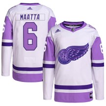 Men's Adidas Detroit Red Wings Olli Maatta White/Purple Hockey Fights Cancer Primegreen Jersey - Authentic