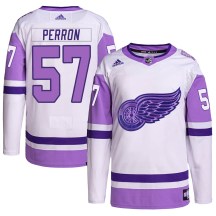 Men's Adidas Detroit Red Wings David Perron White/Purple Hockey Fights Cancer Primegreen Jersey - Authentic