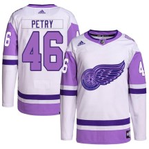 Men's Adidas Detroit Red Wings Jeff Petry White/Purple Hockey Fights Cancer Primegreen Jersey - Authentic