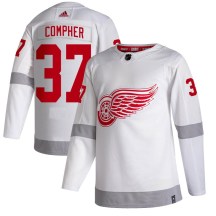 Men's Adidas Detroit Red Wings J.T. Compher White 2020/21 Reverse Retro Jersey - Authentic