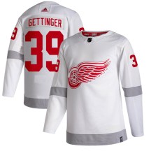 Men's Adidas Detroit Red Wings Tim Gettinger White 2020/21 Reverse Retro Jersey - Authentic