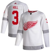 Men's Adidas Detroit Red Wings Justin Holl White 2020/21 Reverse Retro Jersey - Authentic