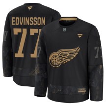 Youth Fanatics Detroit Red Wings Simon Edvinsson Black 2024 Military Appreciation Practice Jersey - Premium Youth Fanatics Detroit Red Wings Simon Edvinsson Black 2024 Military Appreciation Practice Jersey - Premium