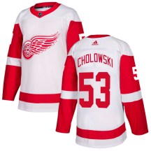 Youth Adidas Detroit Red Wings Dennis Cholowski White Jersey - Authentic