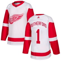 Youth Adidas Detroit Red Wings Jim Rutherford White Jersey - Authentic