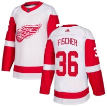 Men's Adidas Detroit Red Wings Christian Fischer White Jersey - Authentic