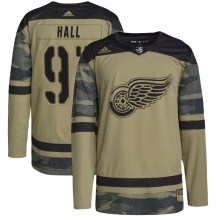 Men's Adidas Detroit Red Wings Curtis Hall Camo Military Appreciation Practice Jersey - Authentic