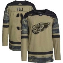 Men's Adidas Detroit Red Wings Justin Holl Camo Military Appreciation Practice Jersey - Authentic