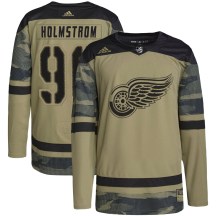 Men's Adidas Detroit Red Wings Tomas Holmstrom Camo Military Appreciation Practice Jersey - Authentic