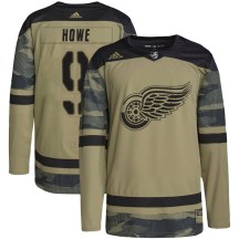 Men's Adidas Detroit Red Wings Gordie Howe Camo Military Appreciation Practice Jersey - Authentic