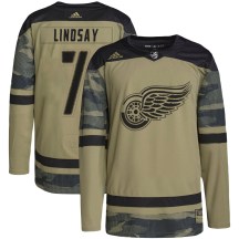 Men's Adidas Detroit Red Wings Ted Lindsay Camo Military Appreciation Practice Jersey - Authentic