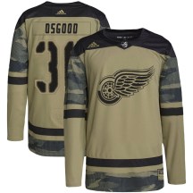 Men's Adidas Detroit Red Wings Chris Osgood Camo Military Appreciation Practice Jersey - Authentic
