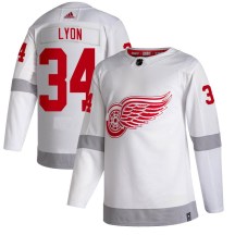 Youth Adidas Detroit Red Wings Alex Lyon White 2020/21 Reverse Retro Jersey - Authentic