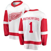 Youth Fanatics Branded Detroit Red Wings Jim Rutherford White Away Jersey - Breakaway